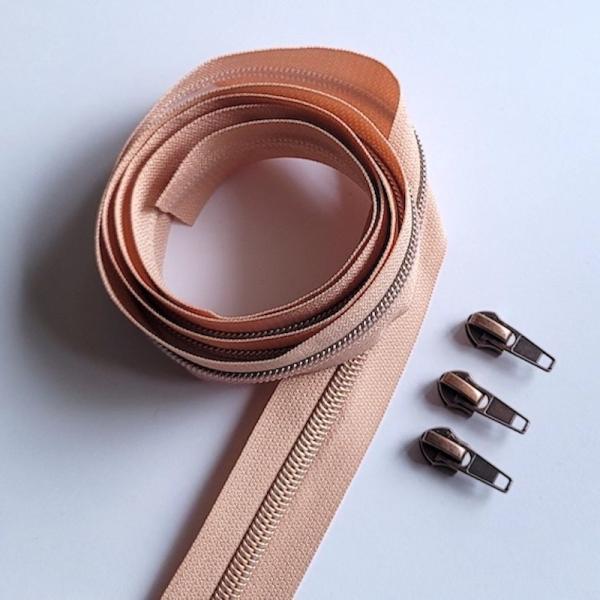 Reissverschluss & Zipper im Set (Kupfer/Nude)